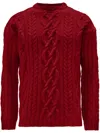 Jw Anderson Cable-knit Crew Neck Sweater In Red