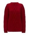 Jw Anderson Cable Knit Crewneck Sweater In Red