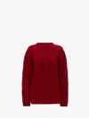 Jw Anderson Cable Knit Crewneck Sweater In Red