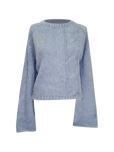 Pre-owned Jw Anderson Cable Knit Cropped Sweater In Blue