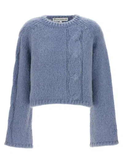 Jw Anderson J.w. Anderson 'cable Knit' Cropped Sweater In Blue