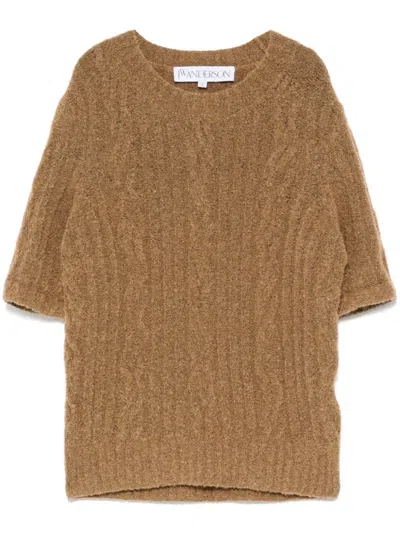 Jw Anderson Cable Knit Jumper In Neutrals