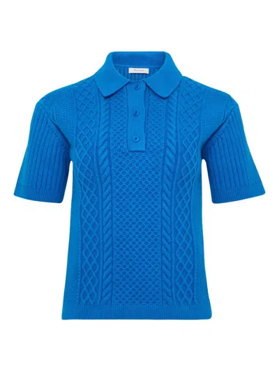 Jw Anderson Cable-knit Polo Shirt In Blue