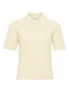 Jw Anderson Cropped Cable-knit Cotton-blend Polo Shirt In Neutral