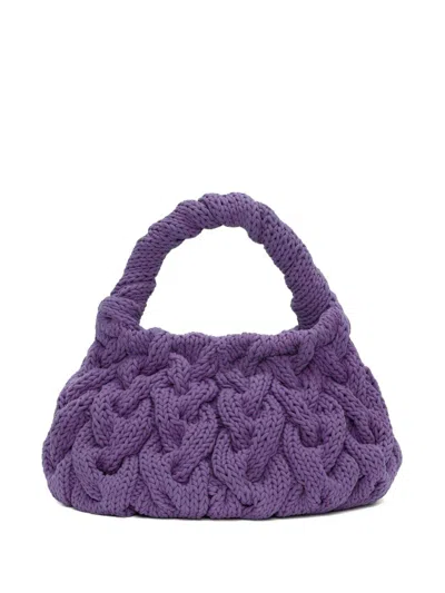 Jw Anderson Cable-knit Top-handle Bag In Violett