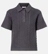 Jw Anderson Cable-knit Wool And Cotton-blend Polo Shirt In Gray