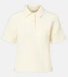 Jw Anderson Cable-knit Wool And Cotton-blend Polo Shirt In Neutral