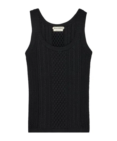Jw Anderson Cable-knit Tank Top In Black
