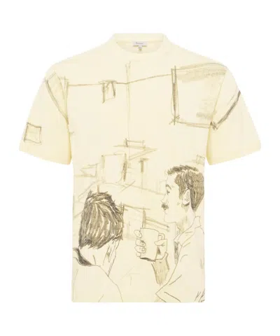 Jw Anderson Cafe Scene All-over Print T-shirt In Nude