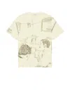 Jw Anderson Cafe Scene Allover Print Tee In Yellow