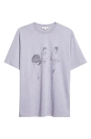 Jw Anderson Mens Mid Grey Melange Cafe Scene Crewneck Cotton-jersey T-shirt In Gray