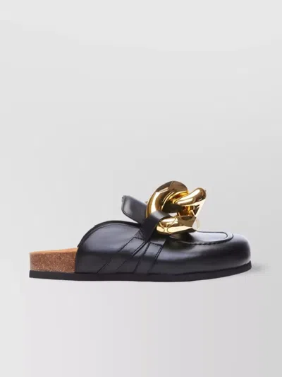 Jw Anderson J.w. Anderson Black Leather Chain Loafer Mules