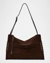 Jw Anderson Calfskin Suede Loafer Messenger Bag In Brown