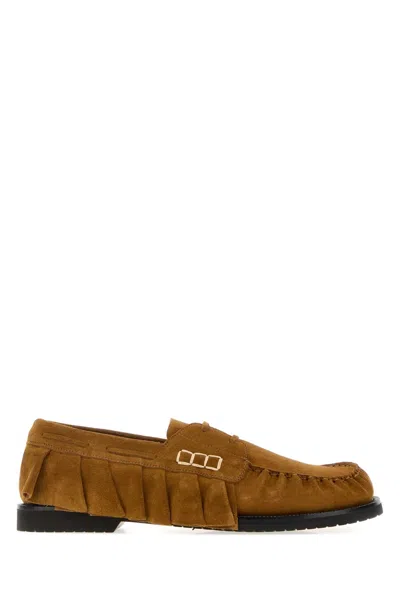 Jw Anderson Suede Loafers With Rubber Sole In Brown