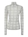 Jw Anderson Sheer Long Sleeve Turtleneck Top In White