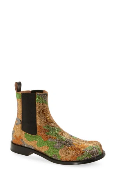Jw Anderson Camo Crystal Studded Chelsea Boot In Multi