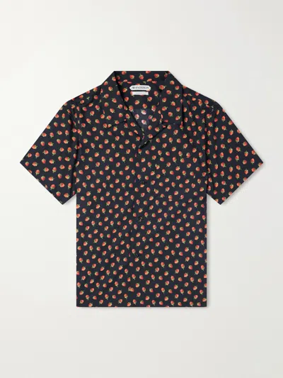 Jw Anderson W Anderson Mens Camp-collar Short-sleeve Cotton Shirt Black Red In Multi