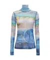 Jw Anderson Print Semi-transparent Top Tops In Blue
