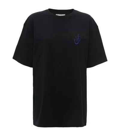 Jw Anderson Anchor Embroidery Back Print T-shirt In Black