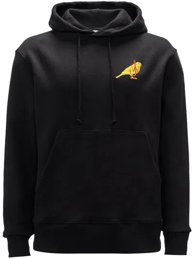 Jw Anderson Hoodie With Canary Embroidery In Black