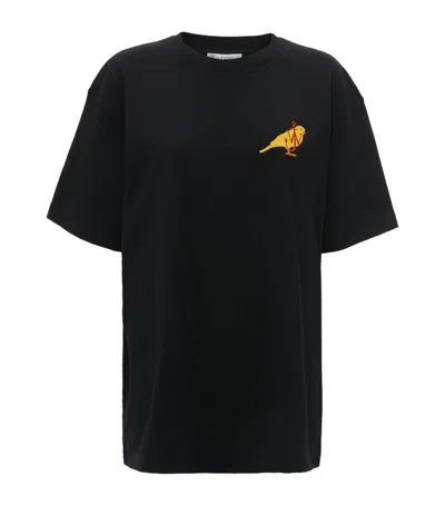 Jw Anderson T-shirt With Canary Embroidery In Negro