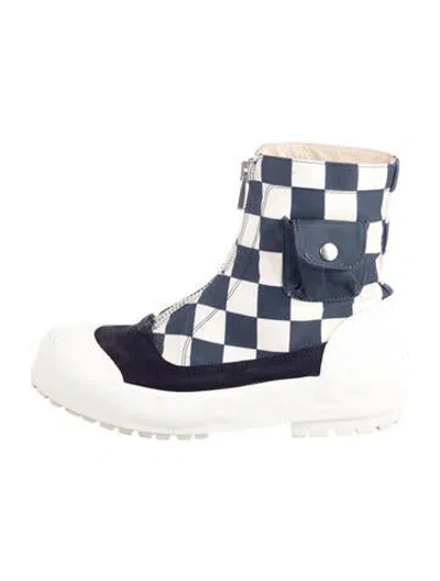 Pre-owned Jw Anderson Canvas Plaid Print Sock Sneakers In Blue