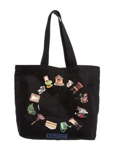 Pre-owned Jw Anderson Canvas Tote In Black