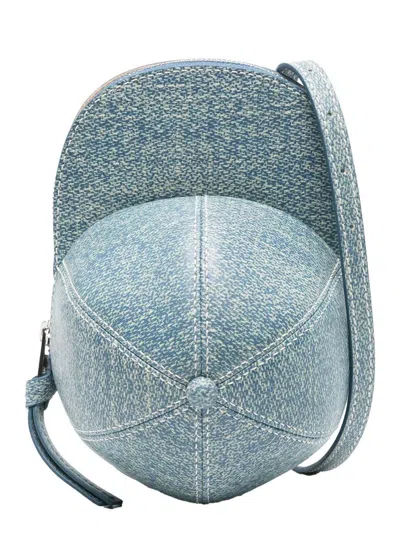 Jw Anderson 'cap' Blue Crossbody Bag With Single Shoulder Strap And Logo Lettering On The Rear