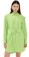 Jw Anderson Cape Shoulder Shirt Dress In Lime