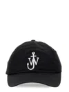 Jw Anderson Curved Peak Logo Embroidered Baseball Cap In Black