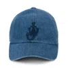 Jw Anderson Velvel Printed Denim Baseball Cap With Anchor Logo In Blue