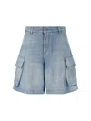 Jw Anderson Light Blue Bermuda Shorts With Cargo Pockets And Logo Patch On The Back In Denim Man