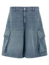 Jw Anderson Light Blue Bermuda Shorts With Cargo Pockets And Logo Patch On The Back In Denim Man