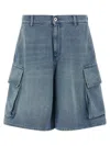 Jw Anderson Light Blue Bermuda Shorts With Cargo Pockets And Logo Patch On The Back In Denim Man