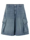 Jw Anderson Light Blue Bermuda Shorts With Cargo Pockets And Logo Patch On The Back In Denim Man In Blue