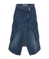 Jw Anderson Blue Cargo Pocket Denim Midi Skirt In Blue