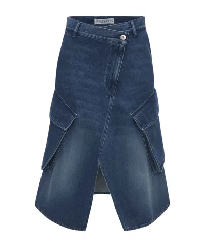 JW ANDERSON JW ANDERSON CARGO MIDI DENIM SKIRT