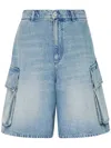 Jw Anderson Light Blue Bermuda Shorts With Cargo Pockets And Logo Patch On The Back In Denim Man In Blue