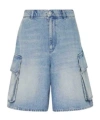 Jw Anderson Light Blue Bermuda Shorts With Cargo Pockets And Logo Patch On The Back In Denim Man In Blue