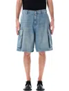 Jw Anderson Relaxed Fit Light Blue Denim Cargo Shorts In Light Blue