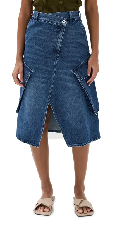 Jw Anderson Denim Cargo Pocket Midi Skirt In Blue