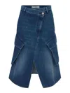Jw Anderson Blue Cargo Pocket Denim Midi Skirt In Blue