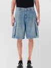 Jw Anderson Light Blue Bermuda Shorts With Cargo Pockets And Logo Patch On The Back In Denim Man