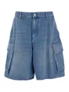 Jw Anderson Light Blue Bermuda Shorts With Cargo Pockets And Logo Patch On The Back In Denim Man In Blue