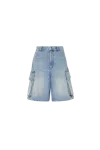 Jw Anderson Light Blue Bermuda Shorts With Cargo Pockets And Logo Patch On The Back In Denim Man