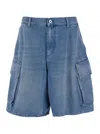 Jw Anderson Light Blue Bermuda Shorts With Cargo Pockets And Logo Patch On The Back In Denim Man In Light Blue