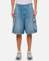 Jw Anderson Light Blue Bermuda Shorts With Cargo Pockets And Logo Patch On The Back In Sky Blue