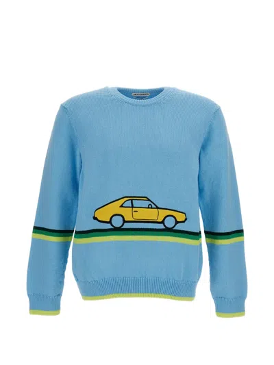 Jw Anderson Crew Neck Sweater Featuring Car Graphic In Blue