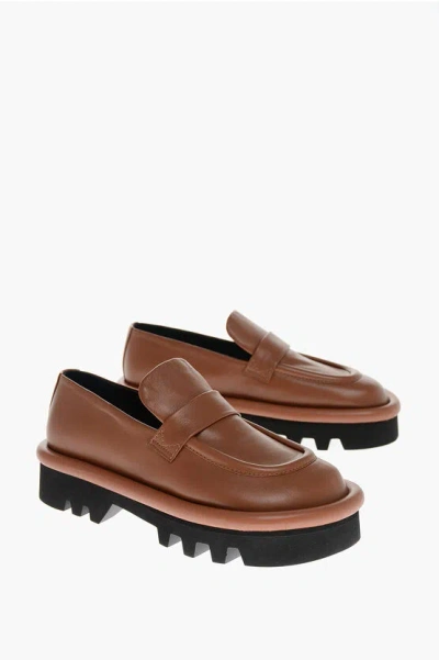 Jw Anderson Carrion Sole Bumper Leather Loafers In Brown
