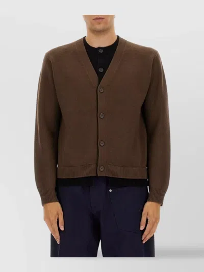 Jw Anderson Cashmere-blend Layered Cardigan In Brown